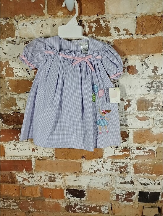Petit Ami Other - Vintage NWT Petit Ami Gingham Pink Purple Party Balloon Dress With Bloomers 9M